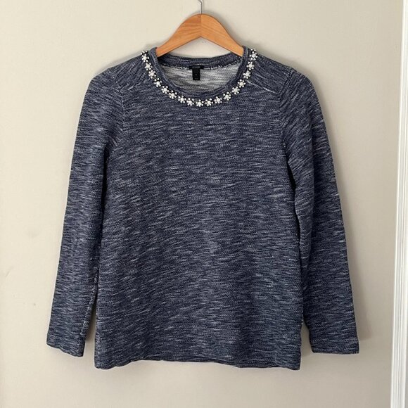 J. Crew Jewel Neck Crewneck long sleeve top size medium holiday - Picture 2 of 8
